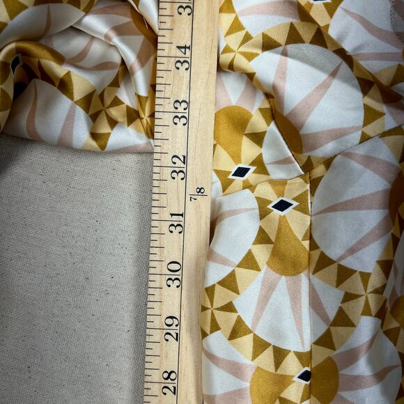 House of Harlow 1960 Satin Wide Leg Pants XS Boho Gold Pink High Waist Art Deco - Picture 9 of 13